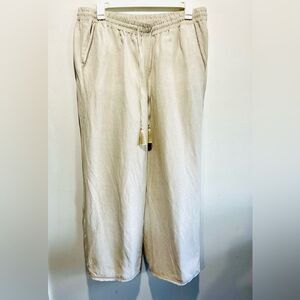 Lane Bryant pull on pants linen blend wide let drow string women’s 18/20